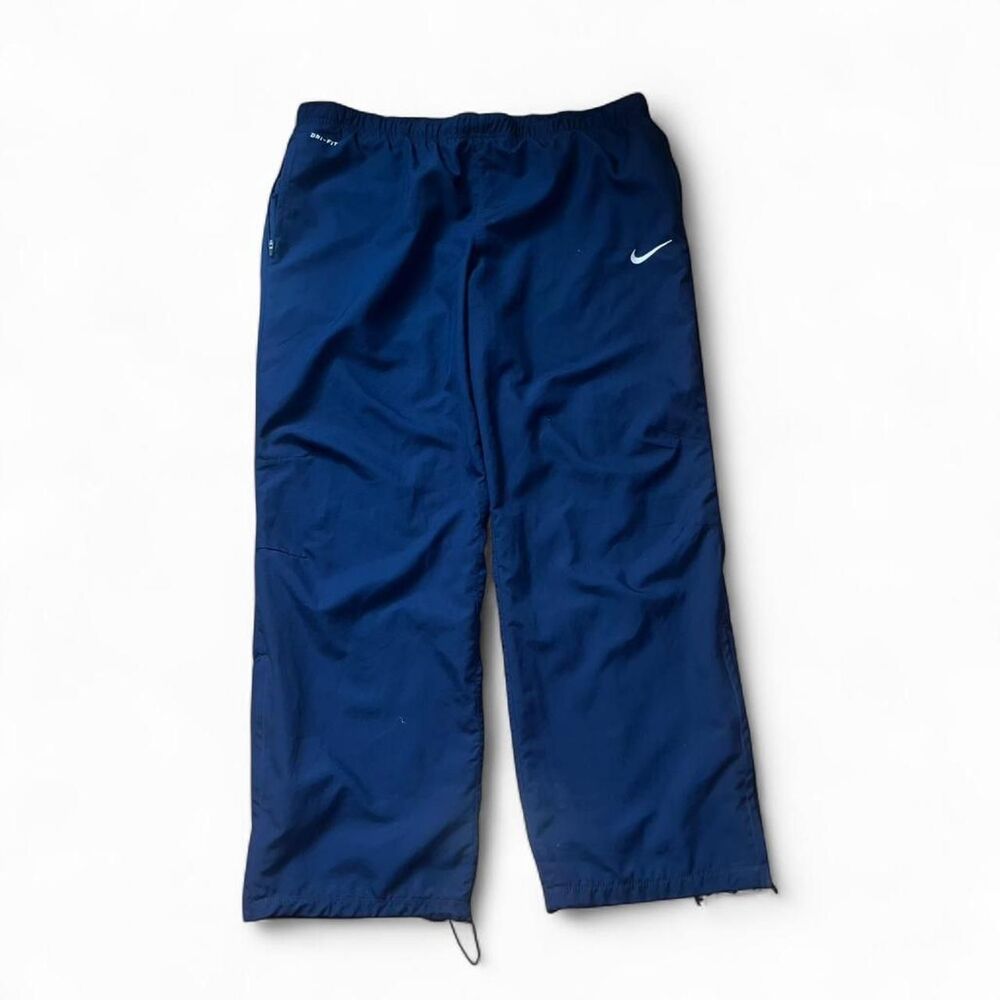 Nike Men's Navy Blue Dri Fit Track Embroidered Swoosh Retro Nylon Pants SZ XXL